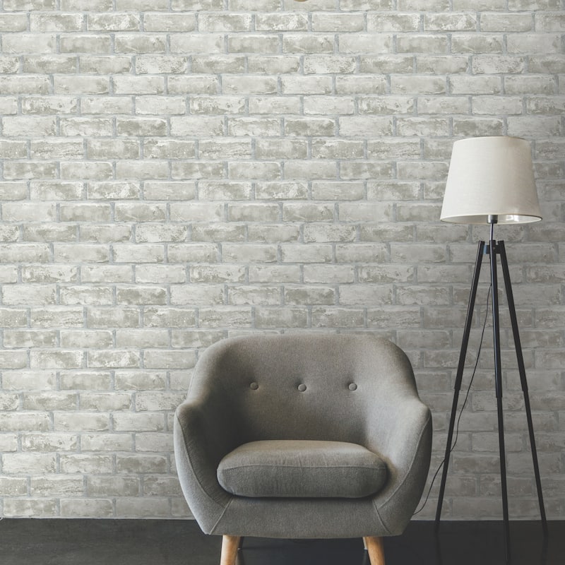 Grey & Taupe Brick Peel & Stick Wallpaper - Bed Bath & Beyond - 38424521