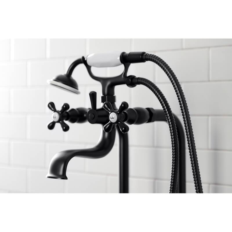 Kingston Brass Freestanding Clawfoot Tub Faucet Package with Supply Line in Matte Black