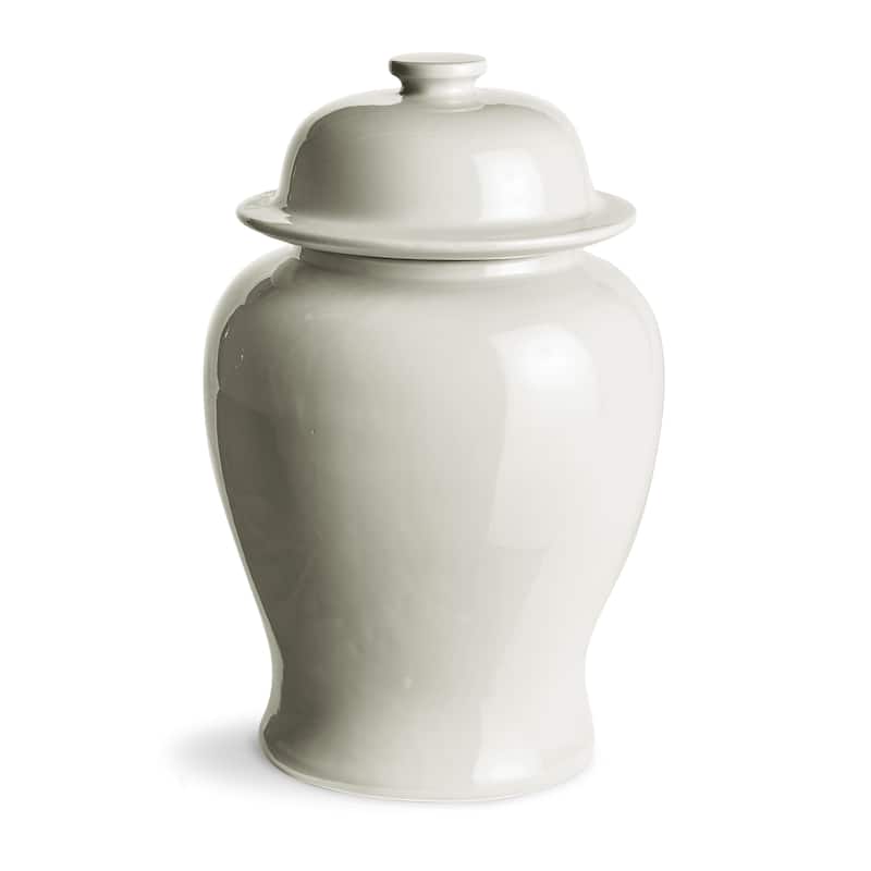 Koa Lidded Ginger Jar - White - Wide Large
