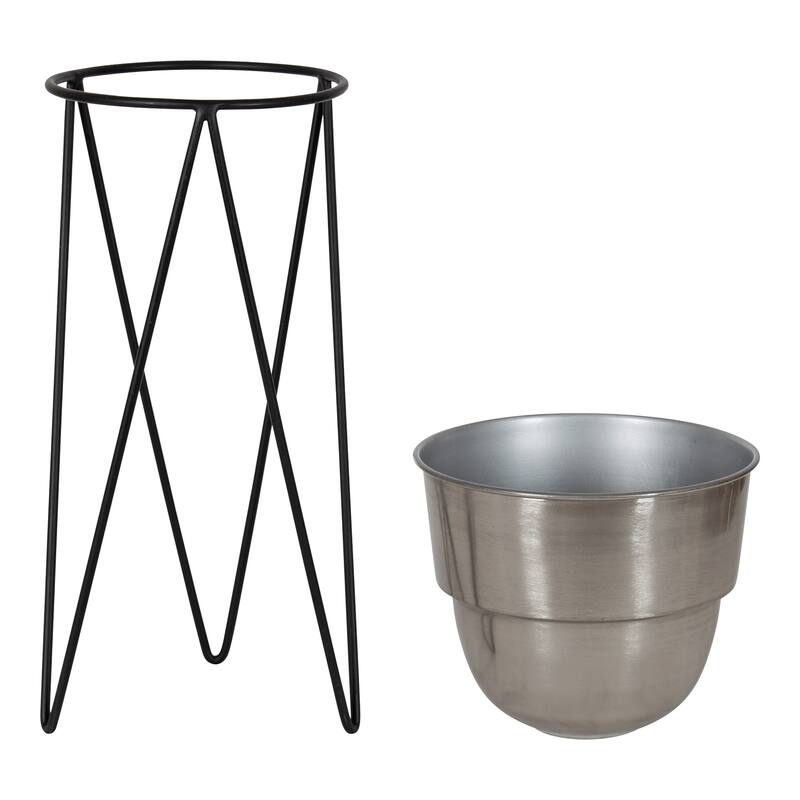 Kate and Laurel Mantua Round Metal Planter Set - 2 Piece