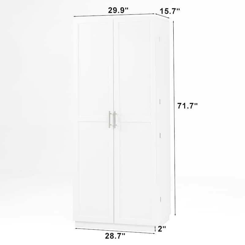 71.7" Kitchen Pantry Cabinet with Doors and Adjustable Shelves, Freestanding Food Storage Cupboard for Kitchen