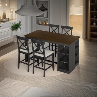 Solid Wood Farmhouse Counter Height Dining Table Set - Bed Bath ...