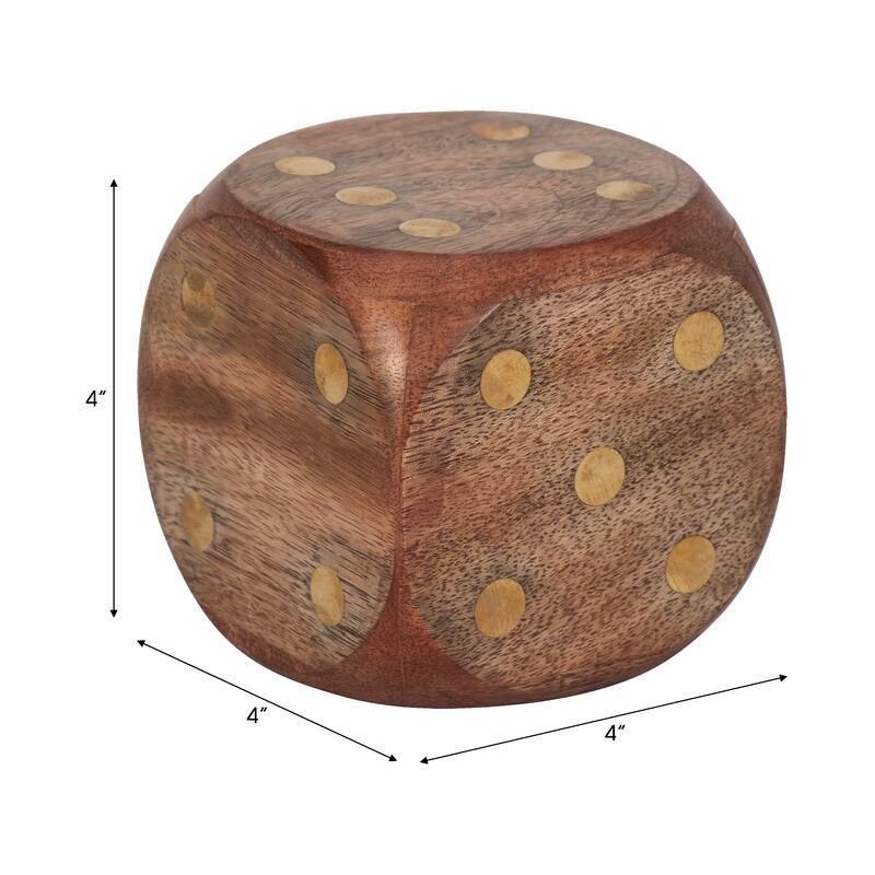 Sagebrook Home Wood, Dice, Antique Brown, Square, Solid Color