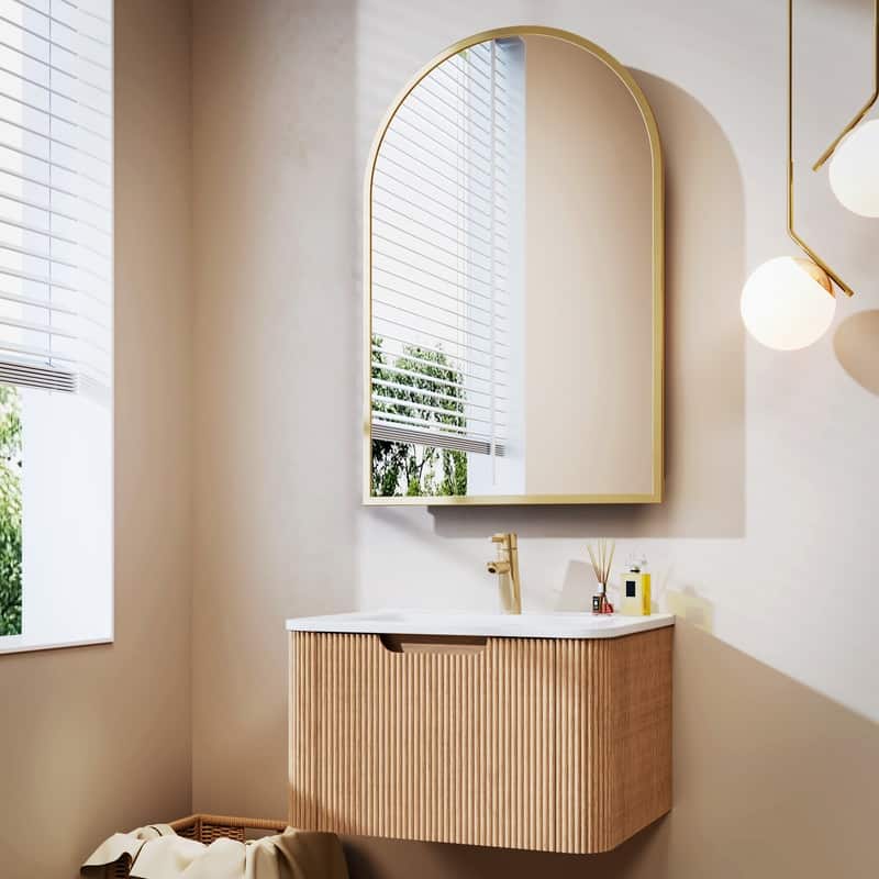 Bathroom Vanity with Top Sink Freestanding Vanity Set with Mirror Cabinet
