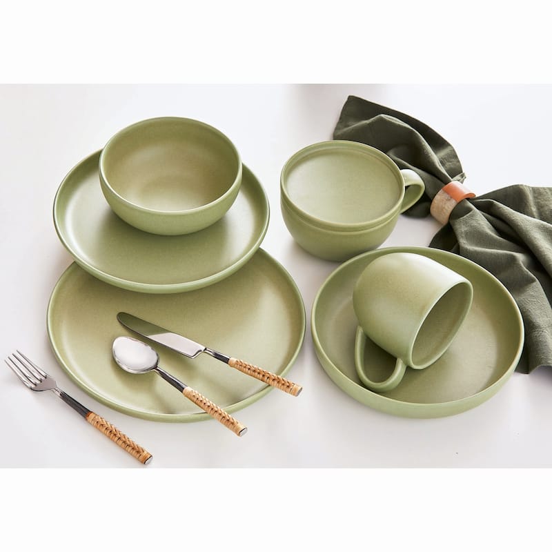 Logan Dinner Plate Stoneware Dishwasher Safe Sage, 11 inch.