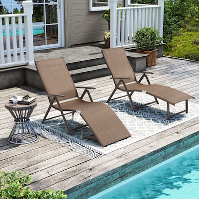Pellebant 2PCS Adjustable Aluminum Patio Chaise Lounge Chair