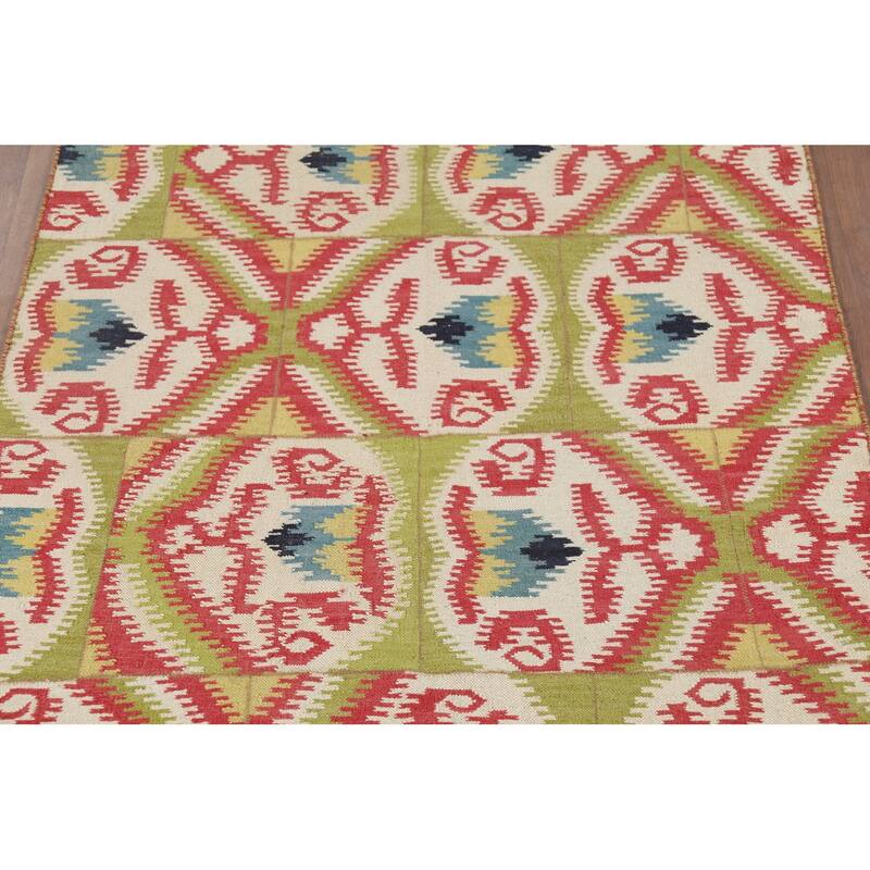 Flat Weave Pile Kilim Reversible Area Rug Hand-Knotted Wool Carpet - 4'10"x 7'10"