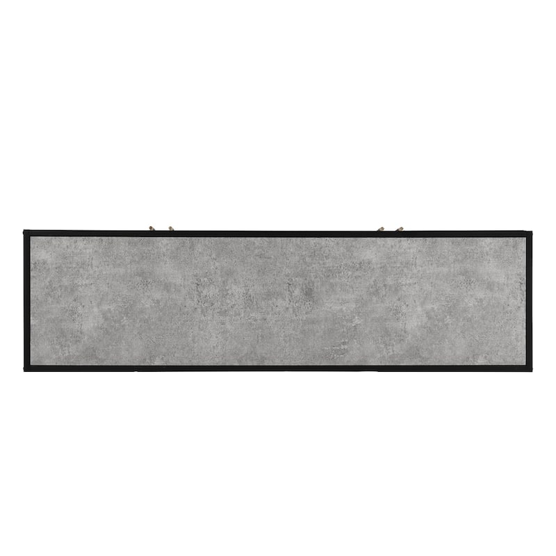 4-Door Wood Sideboard with Metal Cross Leg