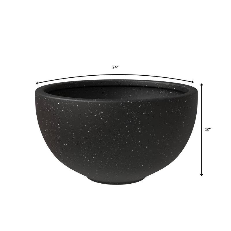 Iris Modern Minimalist Round Fiberstone and MGO Clay Planter With Drainage Holes for Indoor Outdoor Home Office Yard Patio Decor