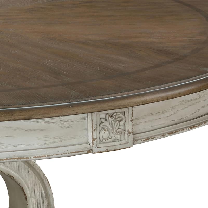 Caelum Farmhouse White Solid Wood 5-Piece Round Dining Set by The Gray Barn