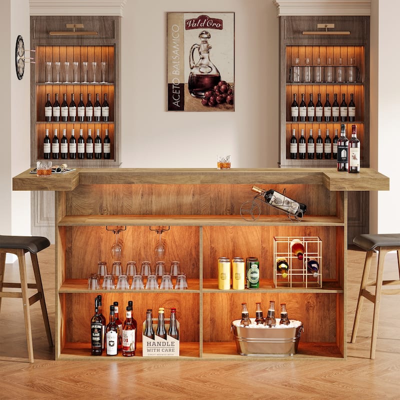 4-Tier Bar Table, 70.9-Inch Large Modern Home Bar Cabinet