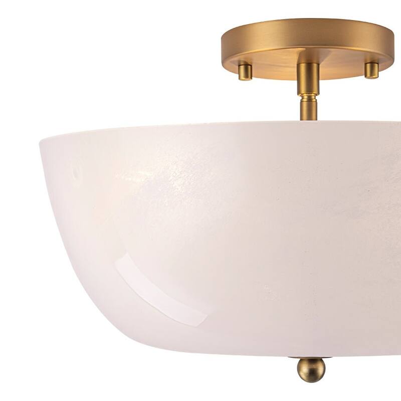 Mid-Century Modern 3-Light Round Opal Glass Semi Flush Mount 14.8in