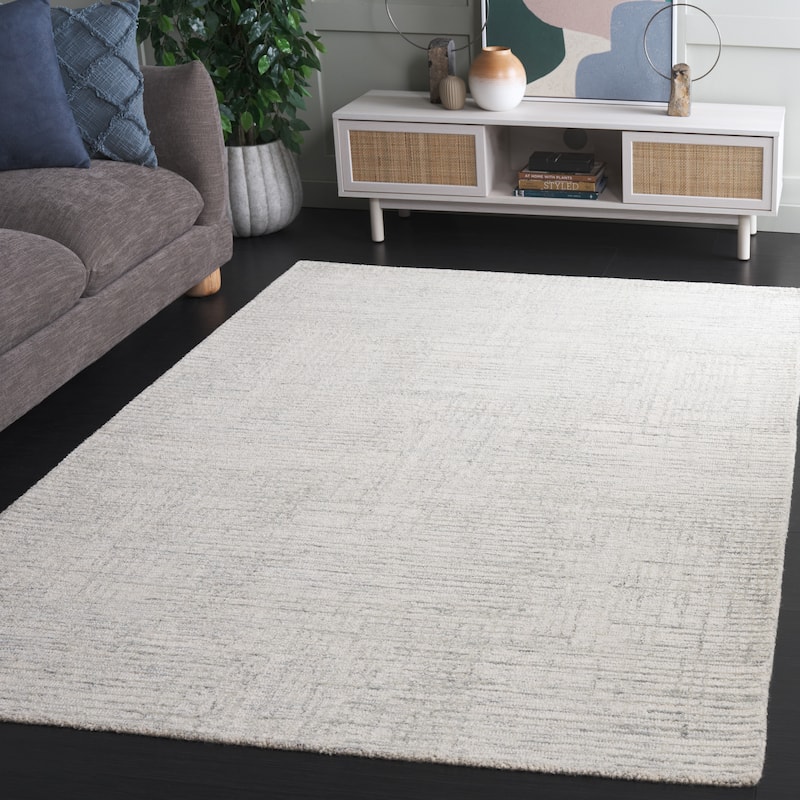 SAFAVIEH Handmade Ebony Tahmeena Wool Rug - 4' x 6' - Grey/Ivory