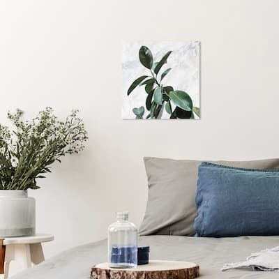 Wynwood Studio Prints Floral and Botanical Plant Life Marble Green and Dark Green Tropical Wall Art Canvas Print