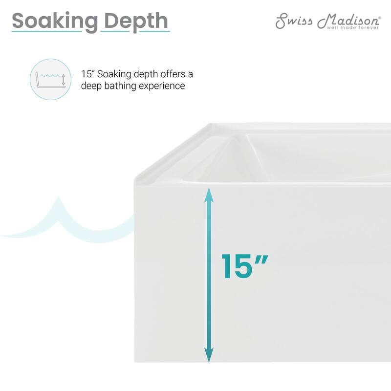 Voltaire 72" x 36" Right-Hand Drain Alcove Bathtub with Apron and Armrest - 72x36 Right