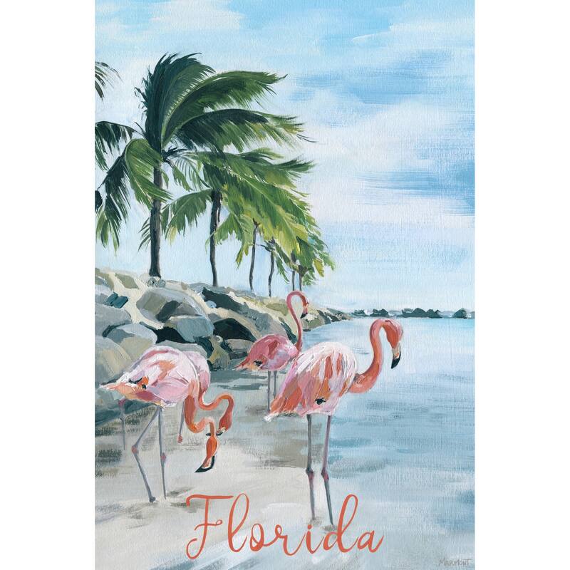 'The Pink Flamingos' Painting Print on Wrapped Canvas
