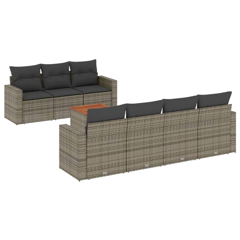 vidaXL Patio Sofa Set with Cushions Outdoor Furniture 8 Piece Poly Rattan - 25.8 x 24.4 x 27.2
