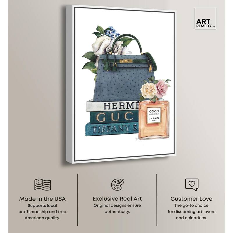 Books and Coco Orange Canvas by Art Remedy