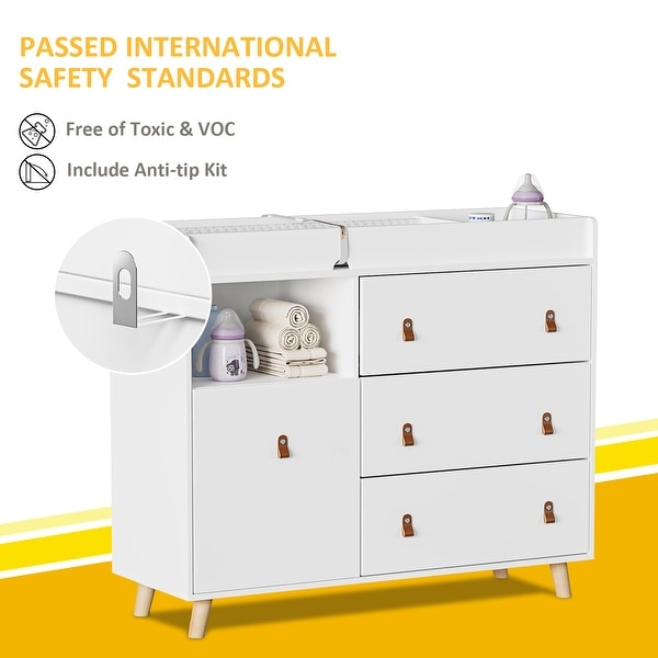Baby Changing Table Dresser with 4 Drawers Shelf Hidden Trash Storage On Sale Bed Bath Beyond 37932969