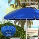 preview thumbnail 3 of 16, Outsunny 5.7' Portable Beach Umbrella with Tilt, Adjustable Height, 2 Cup Holders, Hook, Ruffled Outdoor Umbrella