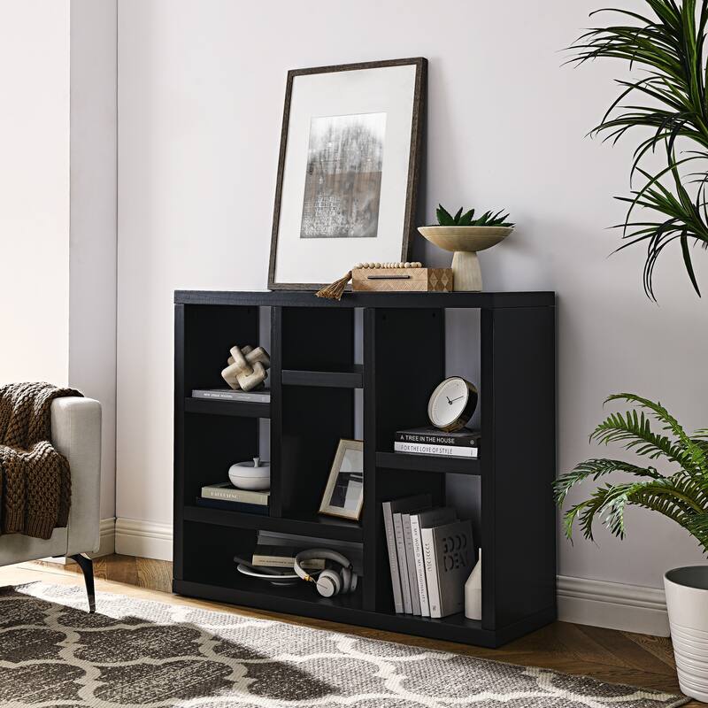 Freestanding Display Storage Cabinet with 7 Cube Storage Spaces,Floor Standing Bookshelf,Open Wooden Open Shelf Bookcase