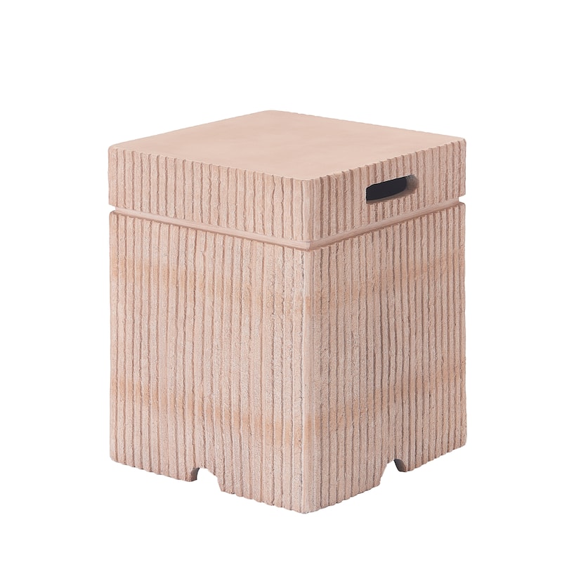 Christopher Knight Home - Olbia 16.15x20" Outdoor 2-in-1 Travertine MgO Propane Tank Holder/Side Table for Multiple Use