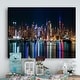 preview thumbnail 3 of 13, New York Midtown Night Panorama" Cityscape Wall Art on Canvas - Blue 40 in. wide x 30 in. high - 1 Panel