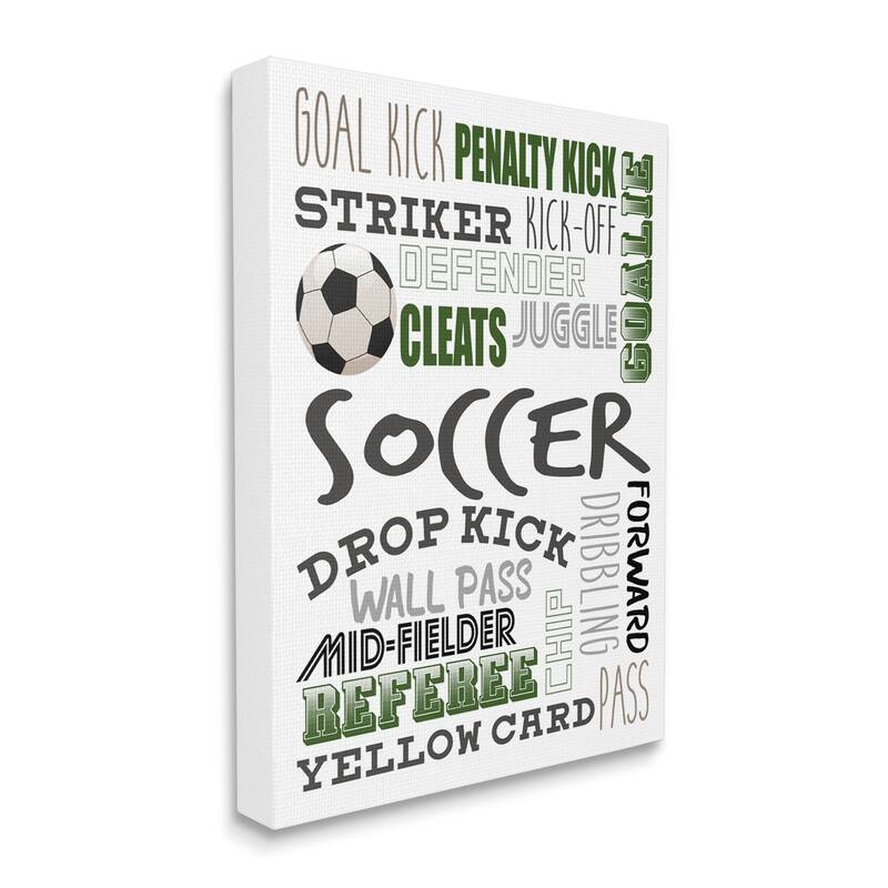 Stupell Soccer Team Game Terms Kids' Sports Hobby Canvas Wall Art - Green - 16 x 20