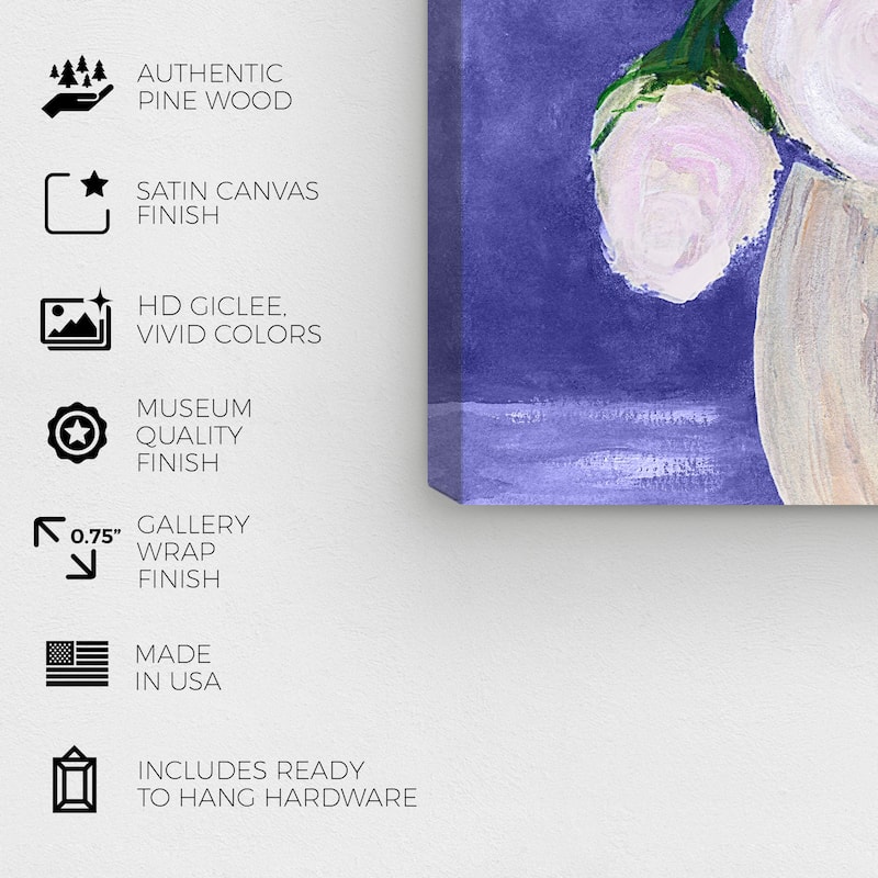 Wynwood Studio Canvas Floral and Botanical Elegant Floral Peri Purple and Light Pink Modern & Contemporary Wall Art Canvas Print