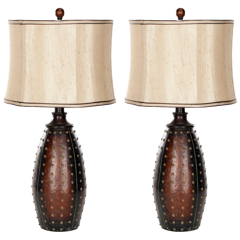 SAFAVIEH Lighting 28 - inch Traditions Brown Table Lamp (Set of 2). - 14"x14"x28.5"