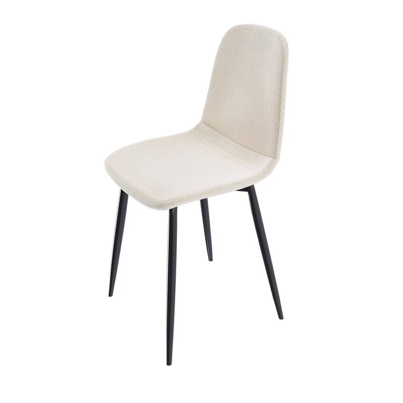 Modern Fabric Dining Chair Set of 4, Armless Side Chair with Iron Legs