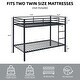 preview thumbnail 15 of 31, Twin Over Twin Metal Bunk Bed, Low Profile, Ladder, High Guardrail