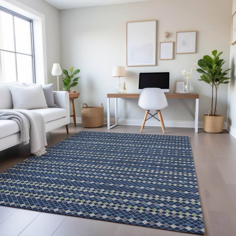 Premium Washable Super Soft Boho Global Mayfield Rug - Navy - 3' x 5'
