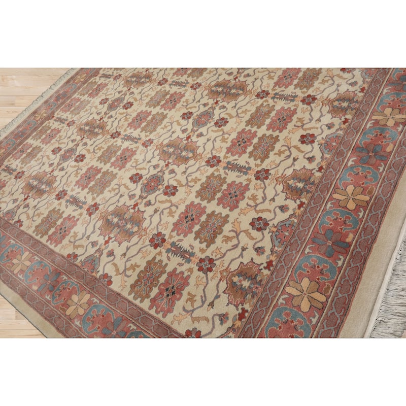 8x10 Hand Knotted Wool Ivory Jahan Old Plush Pile Pande Cameron Rug - 8' x 10'