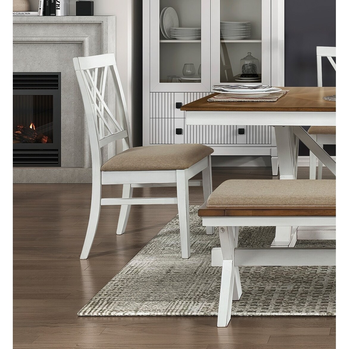Modern Textured Fabric Upholstered Dining Chairs, Kitchen Side