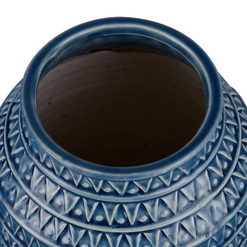 Elk Home Camden Navy Finish Earthenware 6 Inch Wide Vase