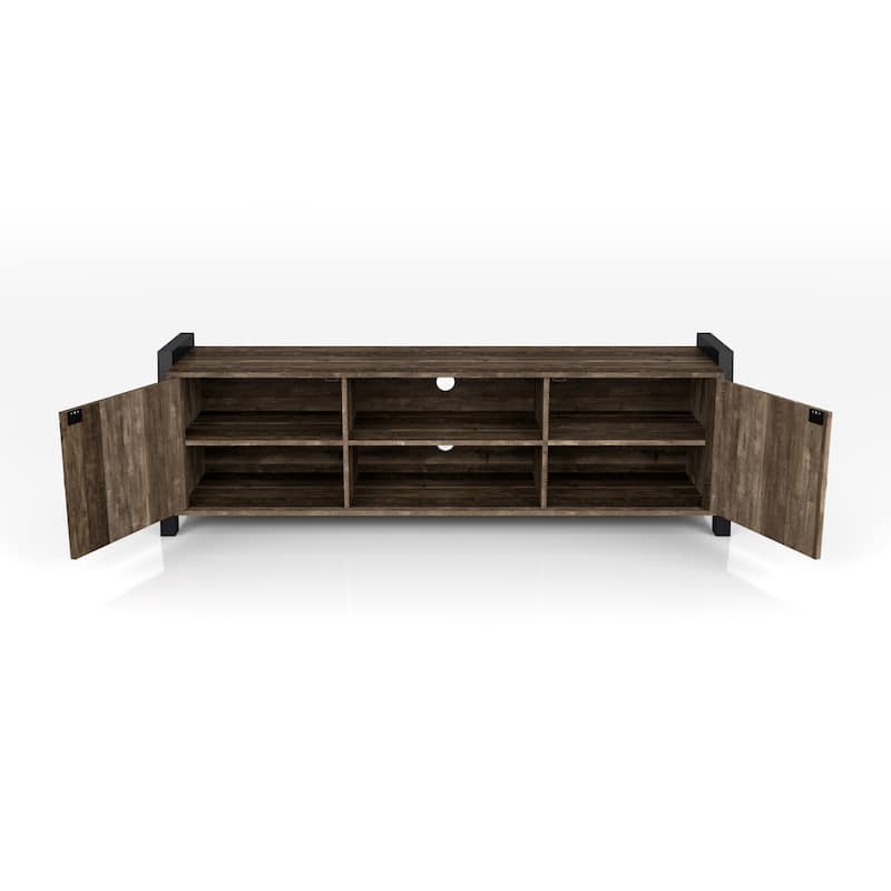 Carson Farmhouse Reclaimed Oak 66-inch 6-Shelf TV Stand