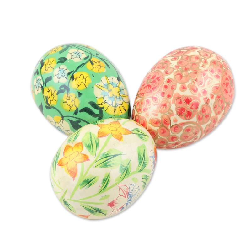 Novica Handmade Easter In Kashmir Papier Mache Eggs (Set Of 3) Bed Bath & Beyond 37628969