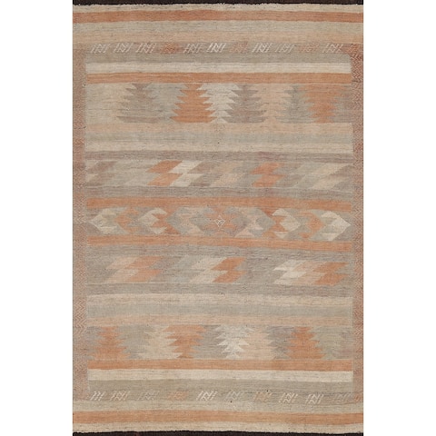 Natural Dye Tribal Kilim Oriental Wool Area Rug Flat-weave Carpet - 4'9" x 6'6"