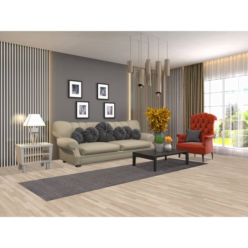 Dark Gray Striped Gabbeh Oriental Runner Rug Hand-Knotted Wool Carpet - 2'9"x 9'6"