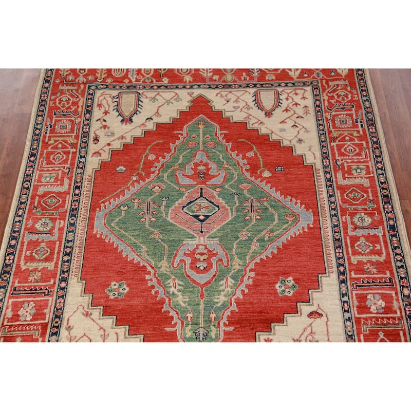 Vegetable Dye Heriz Serapi Oriental Rug Hand-Knotted Wool Carpet - 4'1"x 6'8"
