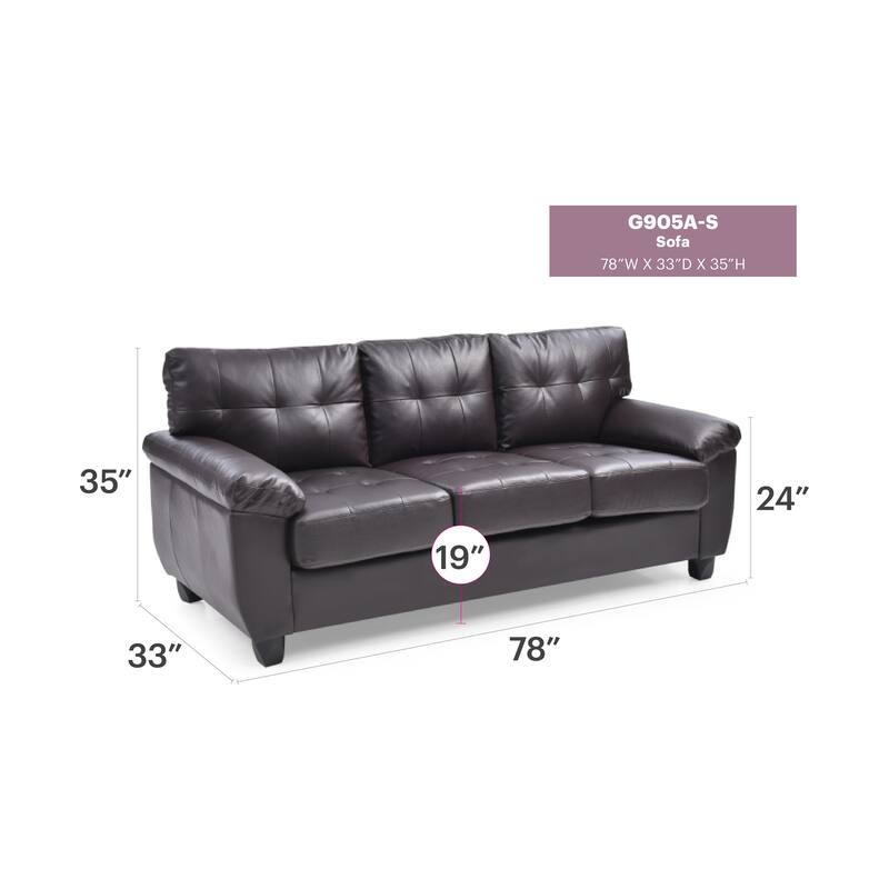 Cappuccino PU Sofa, 78x33x35 inches