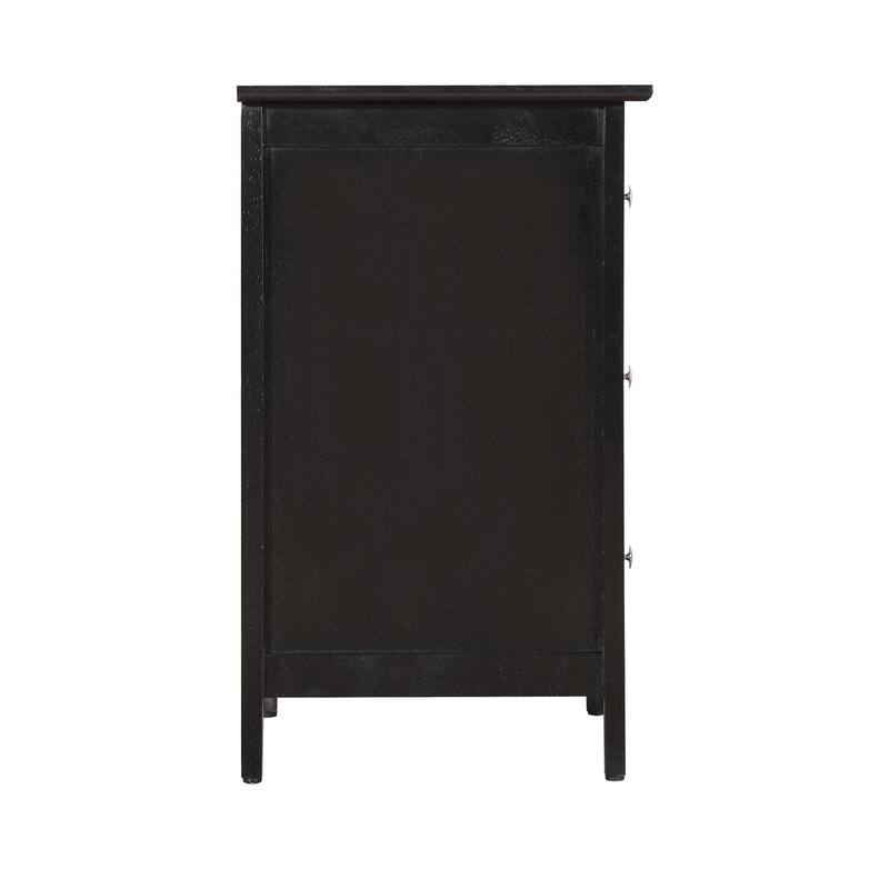 Modern classic solid wood nightstand, living room side table with three storage drawers and metal handles