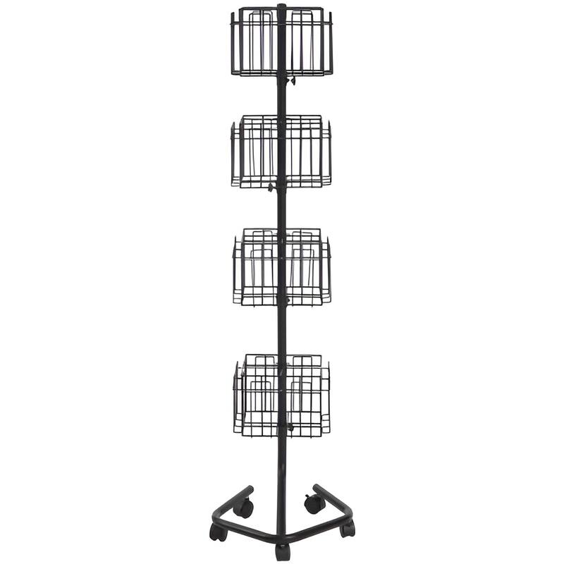 Rotating Brochure Display Rack, 4-Tier 32-Pocket Literature Stand - 16.14 x 14.96 x 61 in
