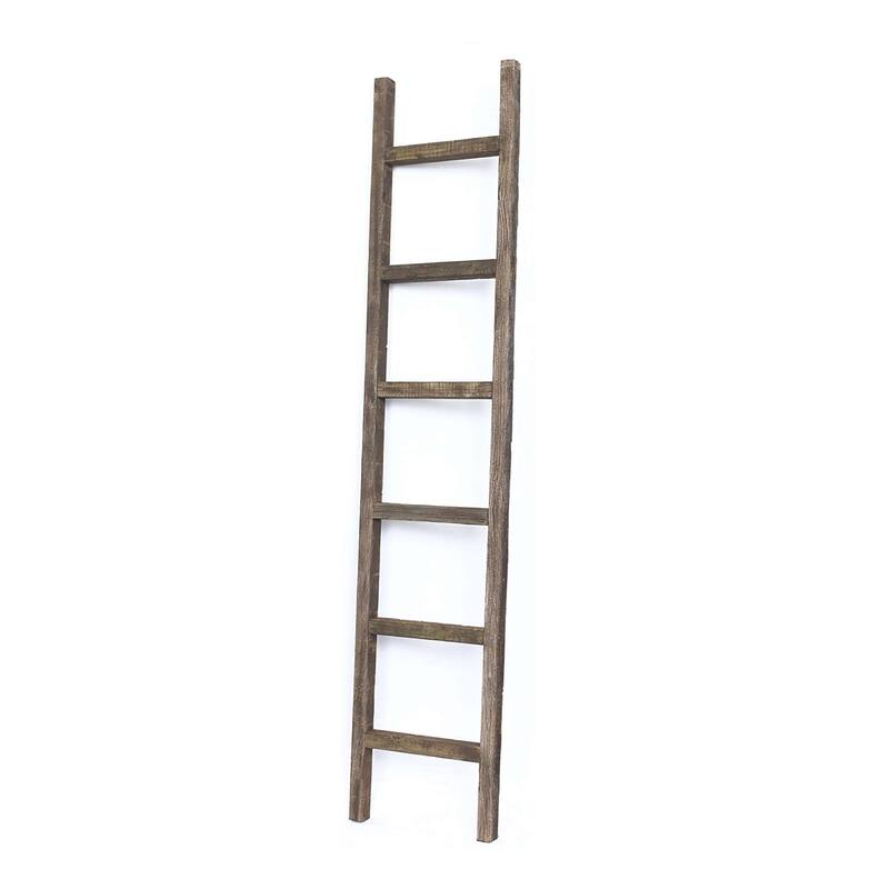6 Step Rustic Espresso Wood Ladder Shelf - 73" x 15" - 73" x 15" - Espresso