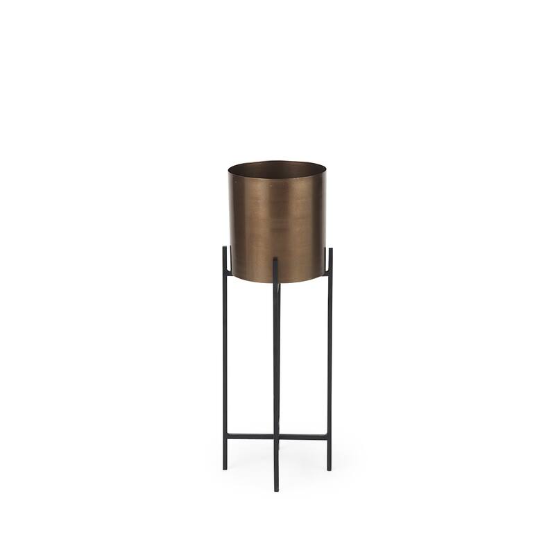 Sowerberry (Large) Bronze Metal w/Black Iron Legs Plant Stand