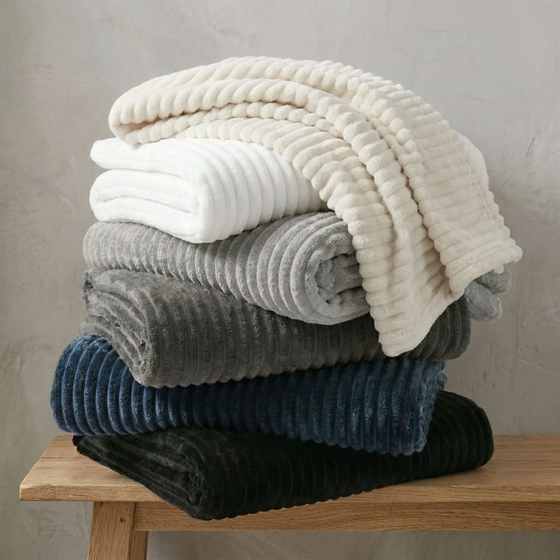 Superior Kacey Ribbed Corduroy Style Ultra-Soft Fluffy Fleece Blanket
