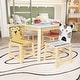 preview thumbnail 8 of 7, 5 Piece Kiddy Table and Chair Set , Kids Wood Bigger Table with 4 Chairs Set Cartoon Animals, 3-8 Years Old