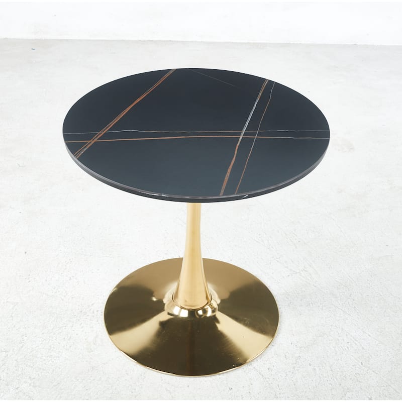 31.5"Tulip Table Mid-Century Dining Table For 2-4 People With Round MDF Table Top, Pedestal Dining Table