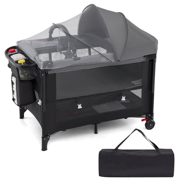slide 2 of 20, Babyjoy Baby Bassinet Bedside Crib with Changing Table Mattress - See Details Grey